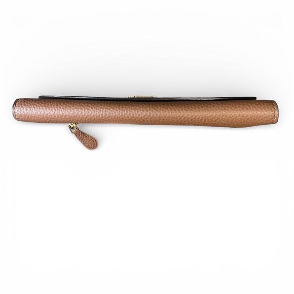 COACH Essential Slim Wallet Tan Saddle Brown Pebble Leather Gold Logo - Picture 6 of 11